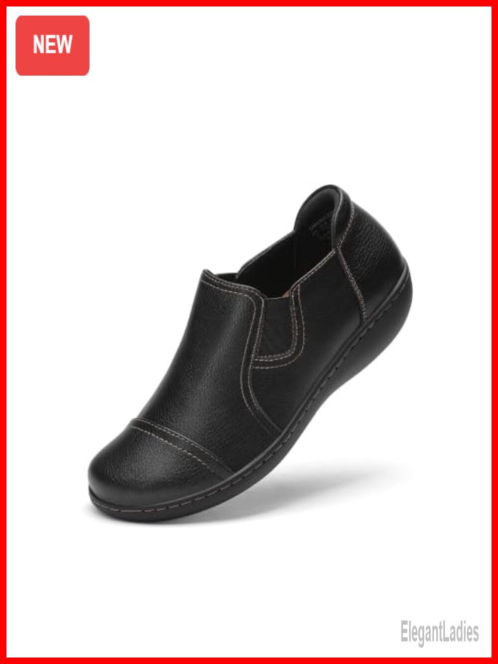 Women's Loafers Comfort Arch Support Slip-On Work Shoes Faux Leather